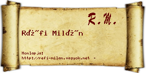 Réfi Milán névjegykártya